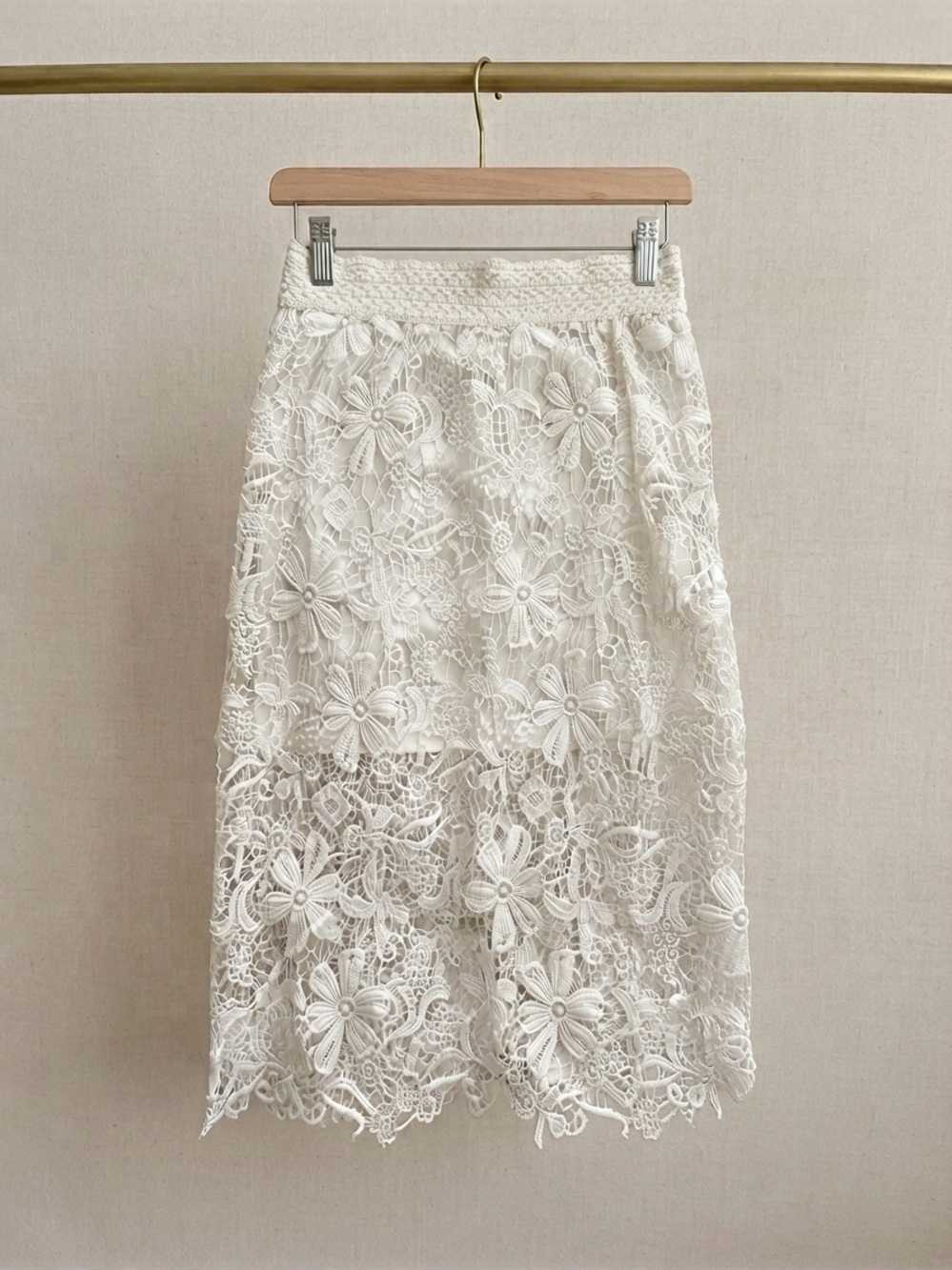 White Floral Lace Pencil Skirt- Perfect for Summer